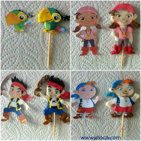Jake & The Neverland Pirates painted fondant cake toppers